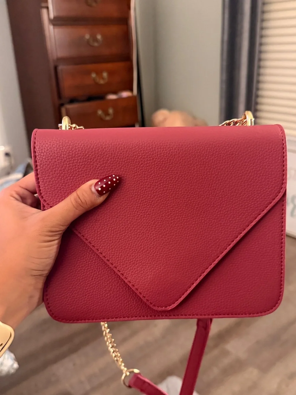 Women's Magenta Pink Chain Shoulder Bag - Sleek Envelope Crossbody